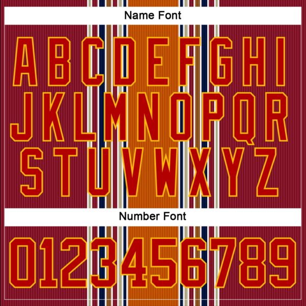 Custom Orange Red Blue Gold-White Stripe Hockey Lace Neck Jersey