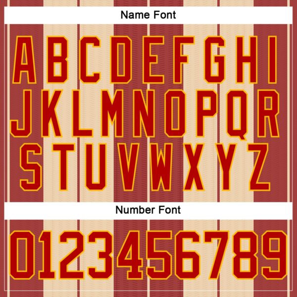 Custom Red Cream Gold-White Stripe Hockey Lace Neck Jersey