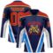 Custom Navy Fire Red Gold Blue-White Abstract Pattern Graphic Cyber Mecha E-sport Hockey Lace Neck Jersey