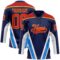 Custom Navy Fire Red Gold Blue-White Abstract Pattern Graphic Cyber Mecha E-sport Hockey Lace Neck Jersey