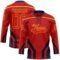 Custom Red Fire Red Gold-Navy Abstract Pattern Graphic Cyber Mecha E-sport Hockey Lace Neck Jersey