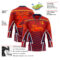 Custom Red Fire Red Gold Navy-White Abstract Pattern Graphic Cyber Mecha E-sport Hockey Lace Neck Jersey