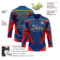 Custom US Navy Blue Black Red-White Abstract Pattern Graphic Cyber Mecha E-sport Hockey Lace Neck Jersey