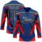 Custom US Navy Blue Black Red-White Abstract Pattern Graphic Cyber Mecha E-sport Hockey Lace Neck Jersey