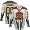 Custom Cream Black Gray Red-Yellow Abstract Pattern Graphic Cyber Mecha E-sport Hockey Lace Neck Jersey