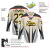 Custom Cream Black Gray Red-Yellow Abstract Pattern Graphic Cyber Mecha E-sport Hockey Lace Neck Jersey
