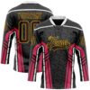 Custom Black Brown Pink Yellow-White Abstract Pattern Graphic Cyber Mecha E-sport Hockey Lace Neck Jersey