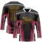 Custom Black Brown Pink Yellow-White Abstract Pattern Graphic Cyber Mecha E-sport Hockey Lace Neck Jersey