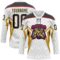 Custom White Navy Old Gold Yellow Black-Red Abstract Pattern Graphic Cyber Mecha E-sport Hockey Lace Neck Jersey