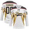 Custom White Navy Old Gold Yellow Black-Red Abstract Pattern Graphic Cyber Mecha E-sport Hockey Lace Neck Jersey