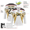 Custom White Navy Old Gold Yellow Black-Red Abstract Pattern Graphic Cyber Mecha E-sport Hockey Lace Neck Jersey