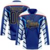 Custom Blue Navy Yellow Red-White Abstract Pattern Graphic Cyber Mecha E-sport Hockey Lace Neck Jersey