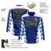 Custom Blue Navy Yellow Red-White Abstract Pattern Graphic Cyber Mecha E-sport Hockey Lace Neck Jersey