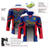 Custom Blue Navy Red Black Yellow-White Abstract Pattern Graphic Cyber Mecha E-sport Hockey Lace Neck Jersey