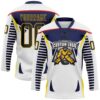 Custom White Black Navy Red-Yellow Abstract Pattern Graphic Cyber Mecha E-sport Hockey Lace Neck Jersey