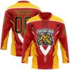 Custom Red Black Yellow-White Abstract Pattern Graphic Cyber Mecha E-sport Hockey Lace Neck Jersey