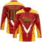 Custom Red Black Yellow-White Abstract Pattern Graphic Cyber Mecha E-sport Hockey Lace Neck Jersey