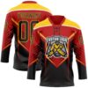 Custom Red Black Yellow-White Abstract Pattern Graphic Cyber Mecha E-sport Hockey Lace Neck Jersey