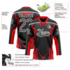 Custom Black Steel Gray Red-White Abstract Pattern Graphic Cyber Mecha E-sport Hockey Lace Neck Jersey