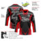Custom Black Steel Gray Red-White Abstract Pattern Graphic Cyber Mecha E-sport Hockey Lace Neck Jersey