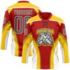 Custom Red Steel Gray Yellow-White Abstract Pattern Graphic Cyber Mecha E-sport Hockey Lace Neck Jersey