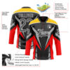 Custom Black Steel Gray Red Yellow-White Abstract Pattern Graphic Cyber Mecha E-sport Hockey Lace Neck Jersey