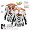 Custom White Black Gray-Orange Abstract Pattern Graphic Cyber Mecha E-sport Hockey Lace Neck Jersey