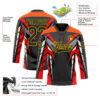 Custom Black Red Gray Orange-Yellow Abstract Pattern Graphic Cyber Mecha E-sport Hockey Lace Neck Jersey
