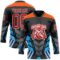 Custom Black Red Blue Gray Orange-White Abstract Pattern Graphic Cyber Mecha E-sport Hockey Lace Neck Jersey