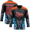 Custom Black Red Blue Gray Orange-White Abstract Pattern Graphic Cyber Mecha E-sport Hockey Lace Neck Jersey