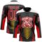 Custom Black Red Yellow-White Abstract Pattern Graphic Cyber Mecha E-sport Hockey Lace Neck Jersey
