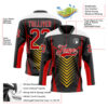 Custom Black Red Yellow-White Abstract Pattern Graphic Cyber Mecha E-sport Hockey Lace Neck Jersey