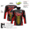 Custom Black Red Yellow-White Abstract Pattern Graphic Cyber Mecha E-sport Hockey Lace Neck Jersey