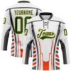 Custom White Green Red Black-Yellow Abstract Pattern Graphic Cyber Mecha E-sport Hockey Lace Neck Jersey