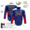Custom Royal Brown Red Black Cream-White Abstract Pattern Graphic Cyber Mecha E-sport Hockey Lace Neck Jersey