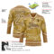 Custom Old Gold Vegas Gold Brown-Black Tribal Indigenous Grunge Splash Hockey Lace Neck Jersey