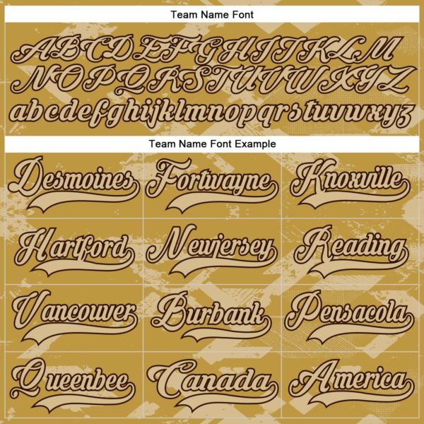 Custom Old Gold Vegas Gold Brown-Black Tribal Indigenous Grunge Splash Hockey Lace Neck Jersey