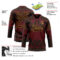 Custom Burgundy Brown-Old Gold Tribal Indigenous Grunge Splash Hockey Lace Neck Jersey