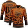 Custom Texas Orange Brown-Old Gold Tribal Indigenous Gradient Geometric Splash Hockey Lace Neck Jersey