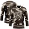 Custom Brown Cream Tribal Indigenous Grunge Splash Hockey Lace Neck Jersey