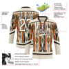 Custom Cream Brown Orange-Black Tribal Indigenous Grunge Splash Hockey Lace Neck Jersey