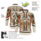 Custom Cream Brown Orange-Black Tribal Indigenous Grunge Splash Hockey Lace Neck Jersey