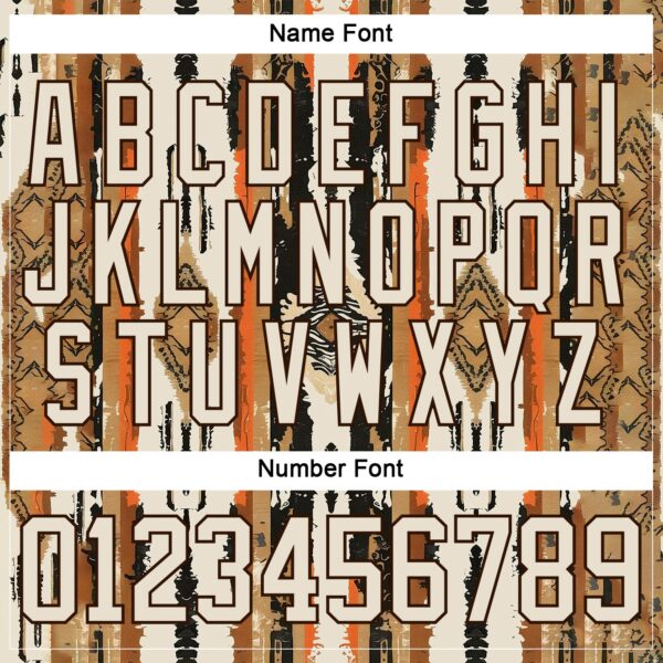 Custom Cream Brown Orange-Black Tribal Indigenous Grunge Splash Hockey Lace Neck Jersey