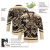 Custom Brown City Cream Tribal Indigenous Grunge Geometric Splash Hockey Lace Neck Jersey
