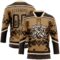 Custom Old Gold Brown-City Cream Tribal Indigenous Grunge Geometric Splash Hockey Lace Neck Jersey