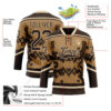 Custom Old Gold Brown-City Cream Tribal Indigenous Grunge Geometric Splash Hockey Lace Neck Jersey