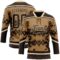 Custom Old Gold Brown-City Cream Tribal Indigenous Grunge Geometric Splash Hockey Lace Neck Jersey