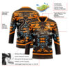 Custom Brown Bay Orange Blue-City Cream Tribal Indigenous Grunge Splash Hockey Lace Neck Jersey
