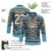 Custom Shadow Blue Cream-Brown Tribal Indigenous Grunge Geometric Splash Hockey Lace Neck Jersey