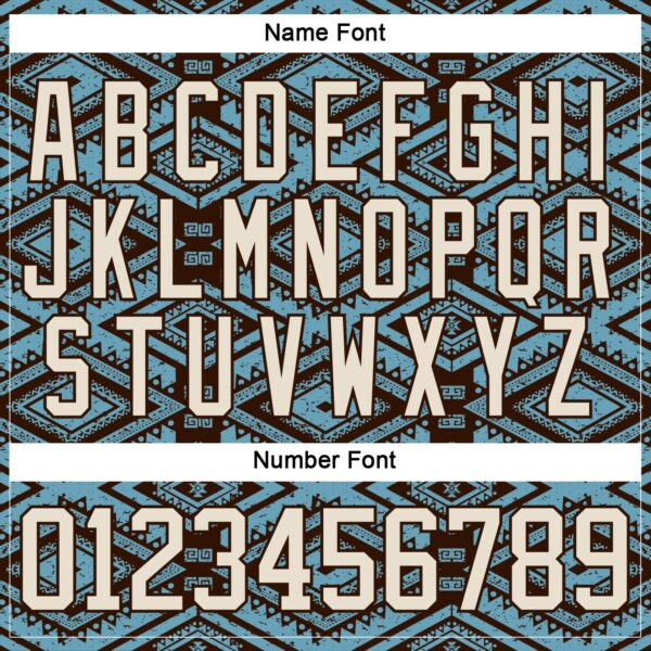 Custom Shadow Blue Cream-Brown Tribal Indigenous Grunge Geometric Splash Hockey Lace Neck Jersey